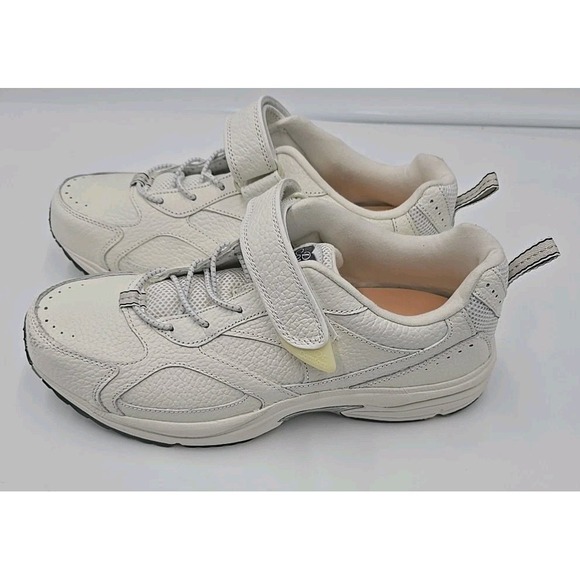 Dr Comfort White Leather Hook and Loop Athletic Shoes Sneakers Comfort Fit - Picture 4 of 9